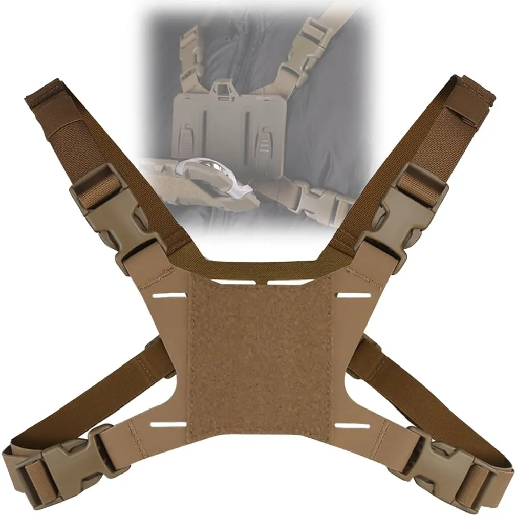 Molle Tactical Phone Holder,Vest Chest Rig Folded Phone Mount,Hands-Free Phone Board Plate Carrier Pouch,Airsoft Hunting Paintball Gear (Fixing Strap Tan)