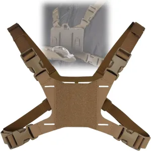 Molle Tactical Phone Holder,Vest Chest Rig Folded Phone Mount,Hands-Free Phone Board Plate Carrier Pouch,Airsoft Hunting Paintball Gear (Fixing Strap Tan)