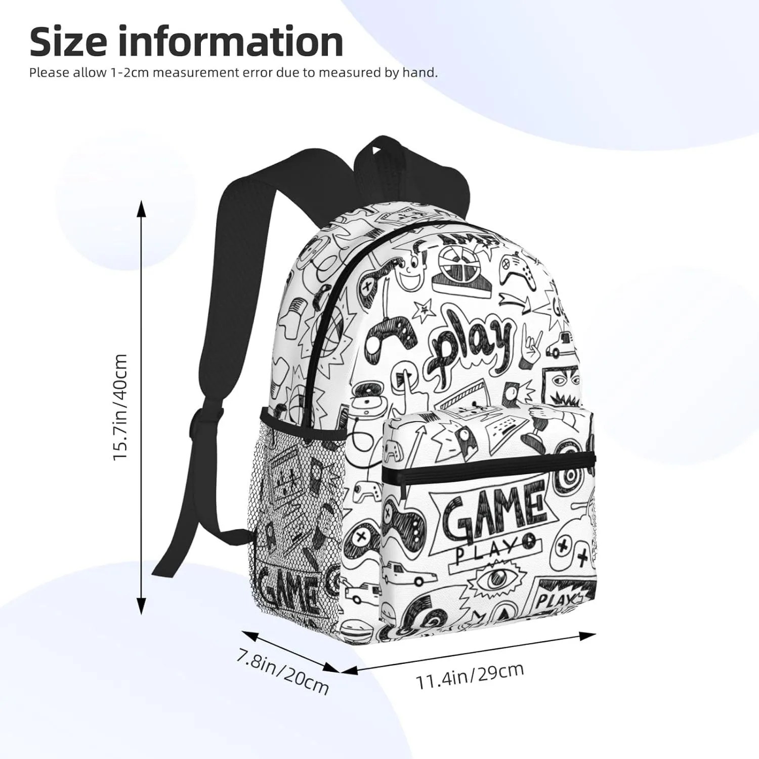 Monochrome Sketch Style Gaming Print Comfortable Backpack,Your Essential Casual Travel Bag For Outdoor Adventures