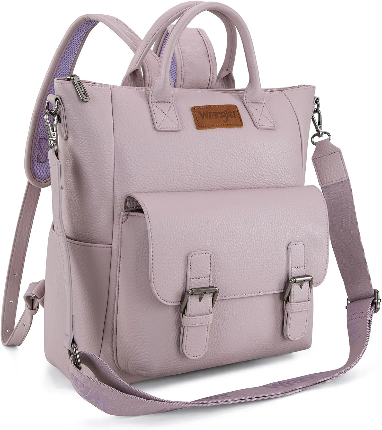 Montana West Wrangler Medium Cute Fashion Backpack for Women Purse Backpack with Removable Crossbody Shoulder Strap, Purple