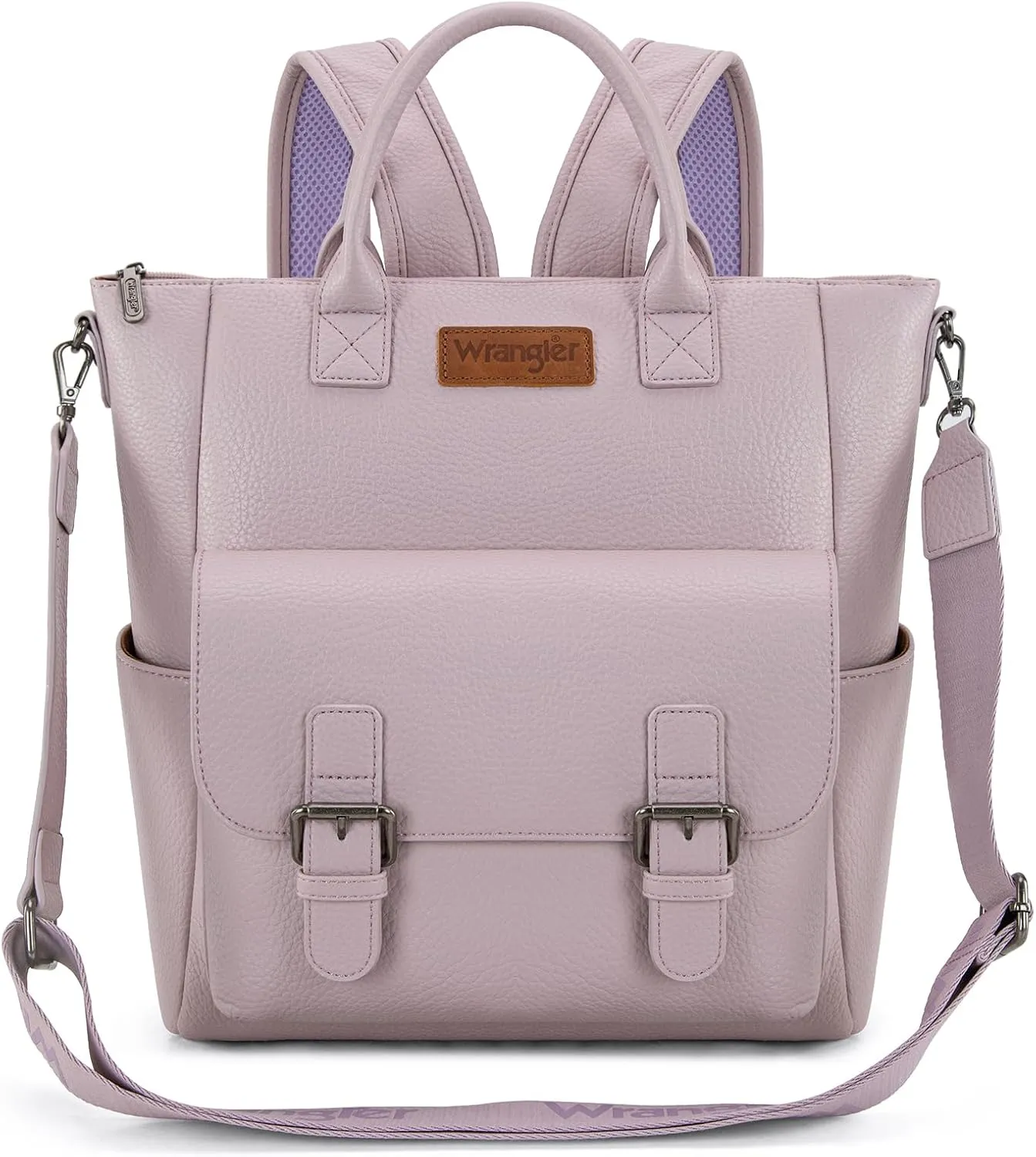 Montana West Wrangler Medium Cute Fashion Backpack for Women Purse Backpack with Removable Crossbody Shoulder Strap, Purple