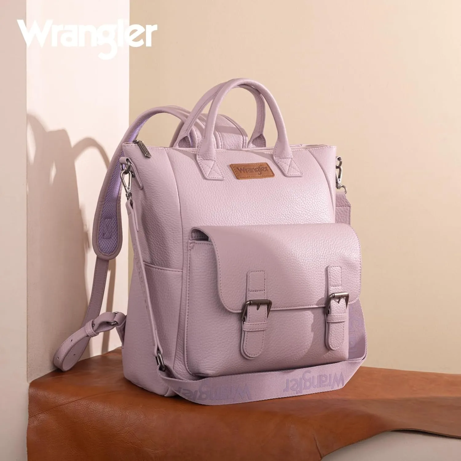 Montana West Wrangler Medium Cute Fashion Backpack for Women Purse Backpack with Removable Crossbody Shoulder Strap, Purple