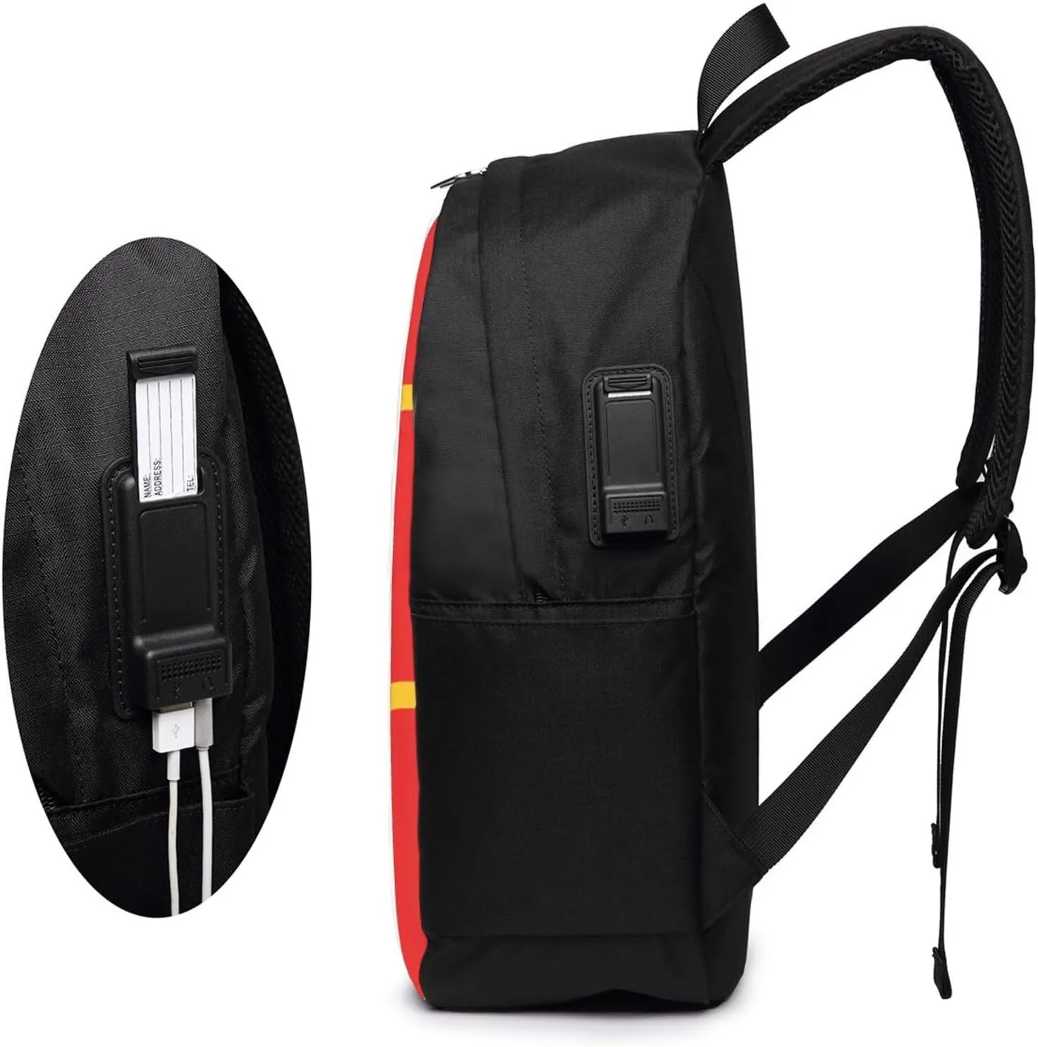 Montenegro Flag Travel Backpack 17-Inch Laptop Backpacks Business Rucksack Casual Sport Daypack with USB Charging Port Carry-on Bag for Camping Biking