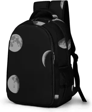 Moon Phase Unisex Backpack Casual Daypacks Dual Compartment Shoulders Bag for Camping Hiking Travel Gear