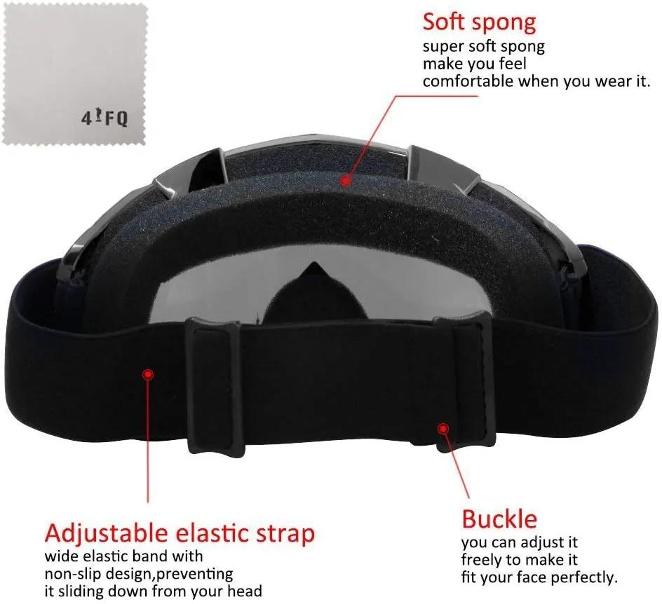 Motorcycle Goggles Dirt Bike Goggles Windproof ATV Dustproof Racing GogglesScratch Resistant Ski Goggles Protective Safety Glasses PU Resin (Black frame Color lens)