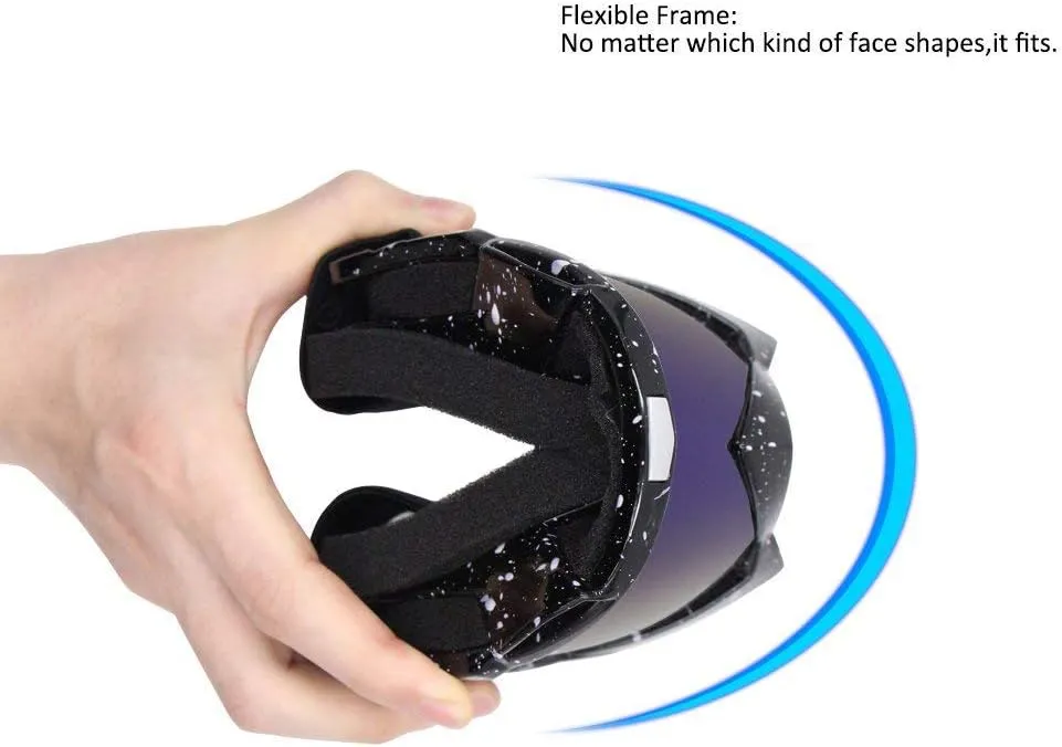 Motorcycle Goggles Dirt Bike Goggles Windproof ATV Dustproof Racing GogglesScratch Resistant Ski Goggles Protective Safety Glasses PU Resin (Black frame Color lens)
