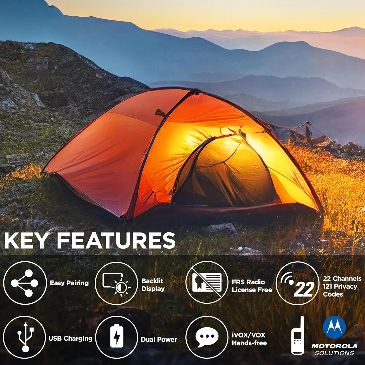 Motorola Talkabout T275 Two-Way Radios (2-Pack) – 25 Mile Range, Rechargeable, Outdoor walkie Talkie, NOAA Weather Alerts, VOX, Earpieces & Case – Survival Ready for Bug Out Bags & Emergency Prep