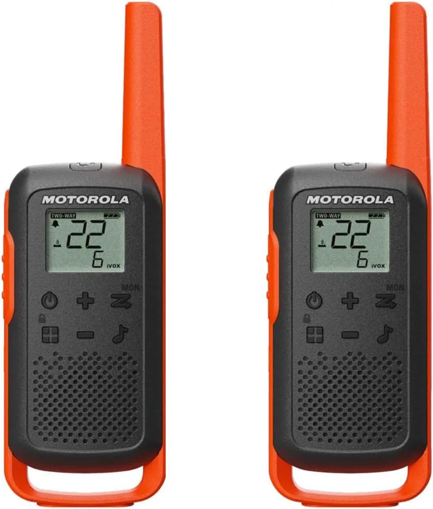 Motorola Talkabout T275 Two-Way Radios (2-Pack) – 25 Mile Range, Rechargeable, Outdoor walkie Talkie, NOAA Weather Alerts, VOX, Earpieces & Case – Survival Ready for Bug Out Bags & Emergency Prep