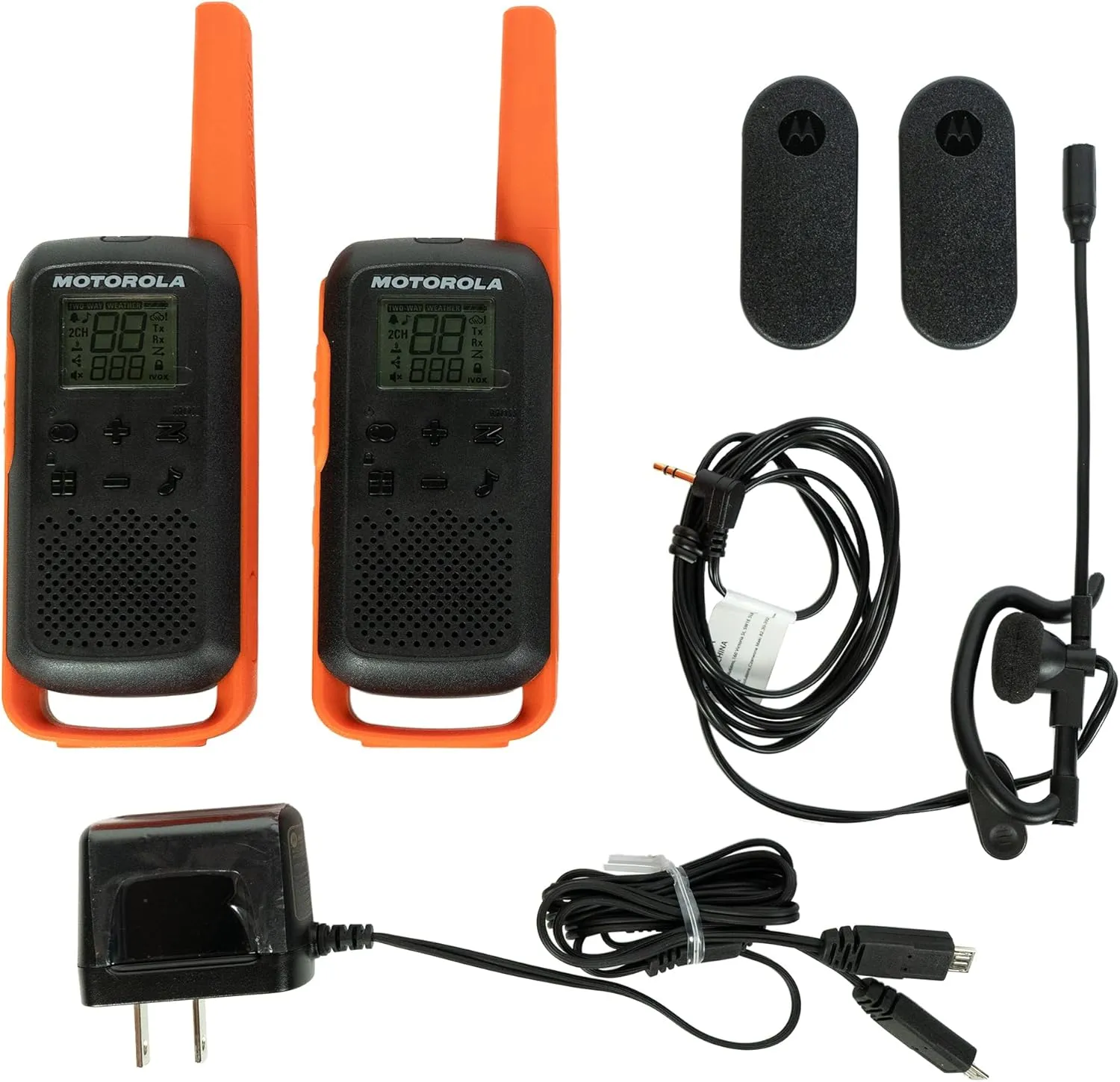 Motorola Talkabout T275 Two-Way Radios (2-Pack) – 25 Mile Range, Rechargeable, Outdoor walkie Talkie, NOAA Weather Alerts, VOX, Earpieces & Case – Survival Ready for Bug Out Bags & Emergency Prep