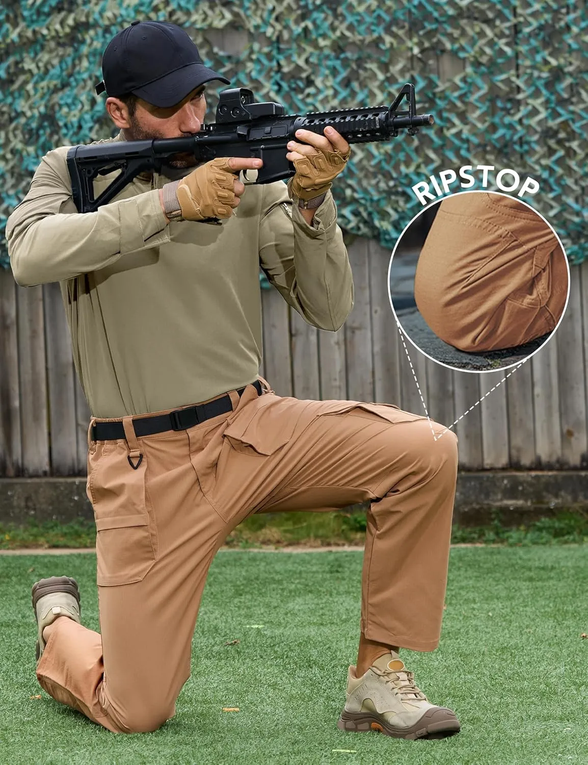 MOURCE Tactical Pants for Men Ripstop - Water Resistant Mens Work Pants Lightweight Quick Dry with 9 Pockets