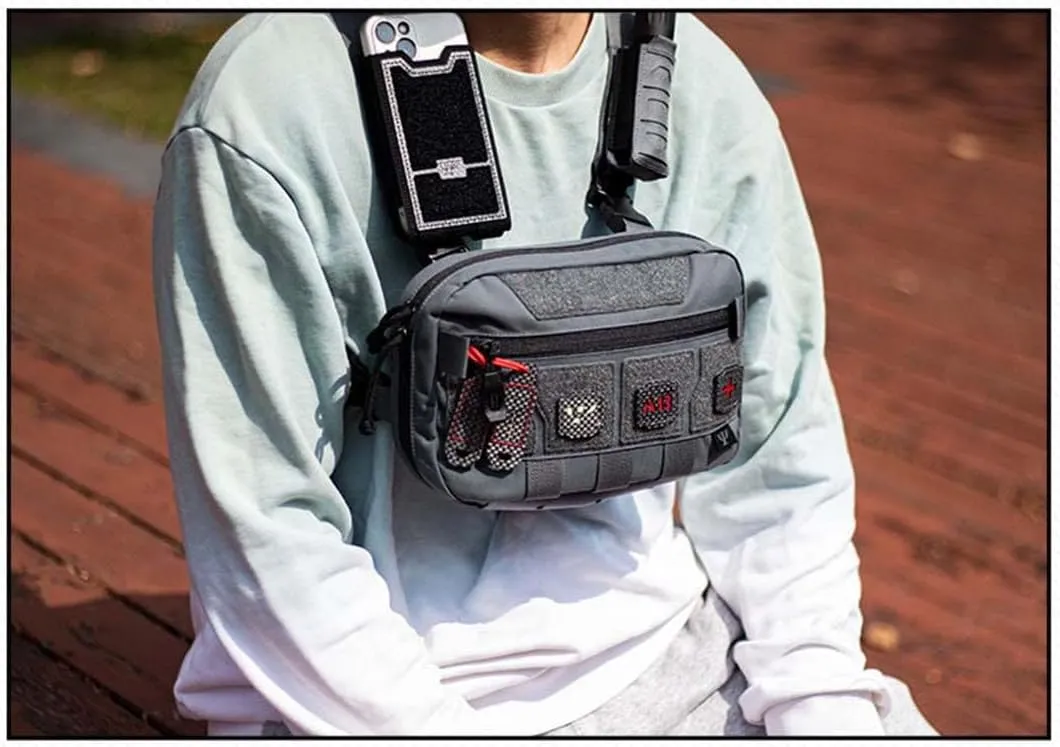 Multi-functional Micro Chest Rig, Pouch Utility Recon Kit Bag Tactical Chest Pack Bag (Jungle Camo)