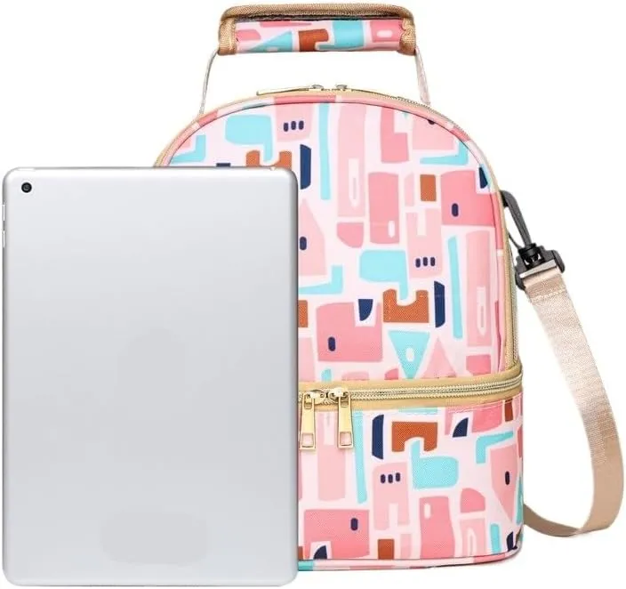 Multi Functional Mother And Baby Bag For Going Out, Mother Carrying Milk Bag, Insulated Mommy Bag, Double-layer(Pink Strawberry)