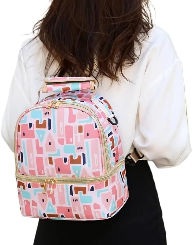 Multi Functional Mother And Baby Bag For Going Out, Mother Carrying Milk Bag, Insulated Mommy Bag, Double-layer(Pink Strawberry)