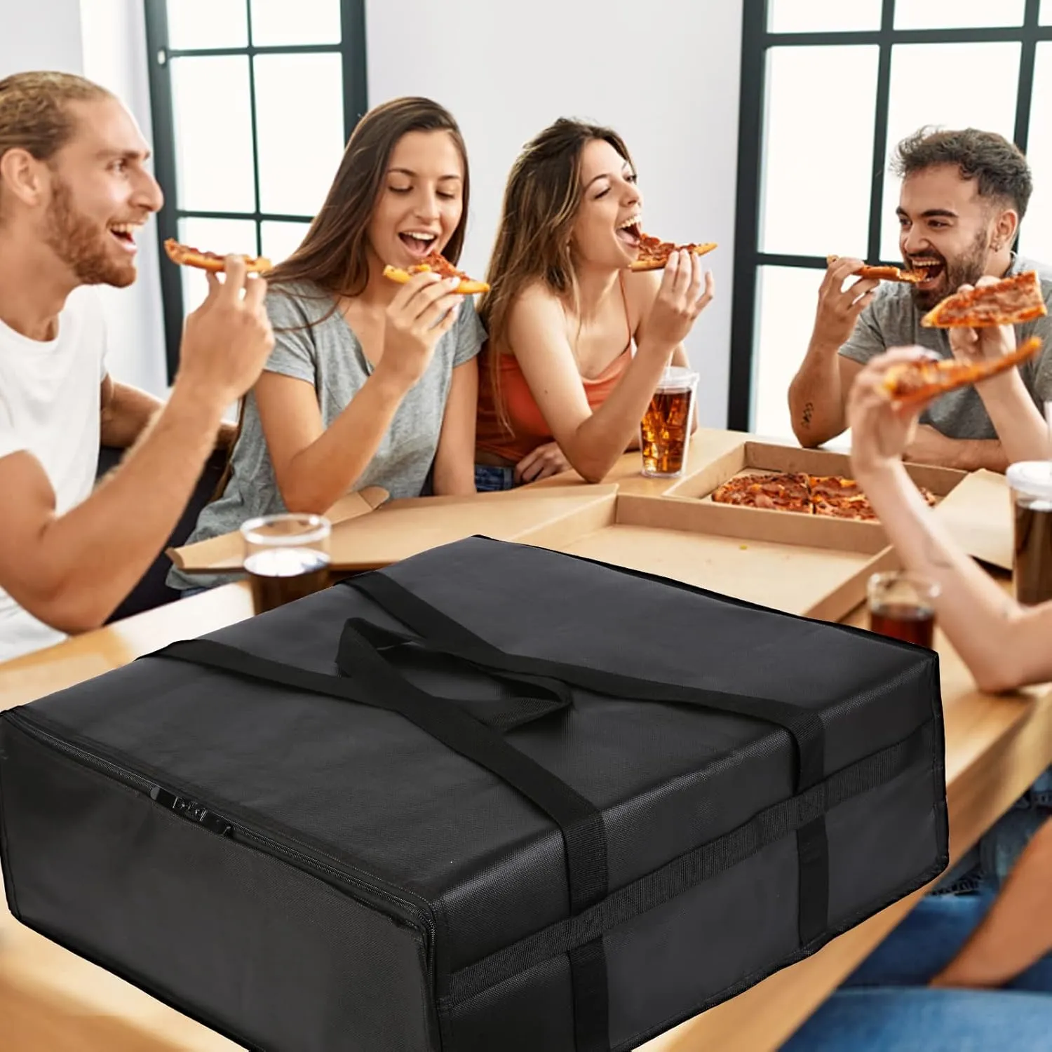 musbus Pizza Carrier Insulated Bags Large for Deliveries, Insulated Pizza Carrier Delivery Bag 20x20 inches Food Bag for Personal and Professional Use