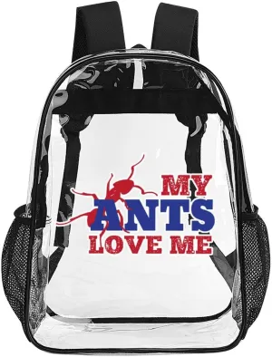 My Ants Love Me Unisex Backpack 17" Simple Daypacks Transparent Shoulders Bag for Camping Hiking Travel Gear
