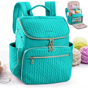 MYBAGZING Knitting Bag Backpack, Large Crochet Backpack - Crochet Bag Organizer, Yarn Storage Organizer - Yarn Holder with 10 Pockets for Crochet Accessories, Knitting & Crochet Supplies, Crochet Gift