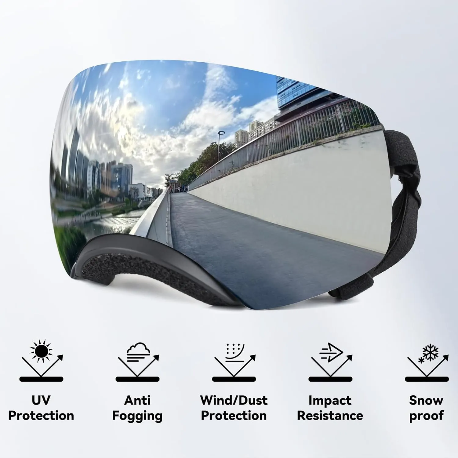 NAMSAN Dog Goggles for Large Dogs, Black/Silver Lenses Replaceable, Dog Sunglasses Medium to Large Breed, Anti-UV Doggie Eye Protection, Adjustable Driving Glasses, Windproof Dustproof, Black