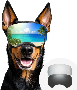 NAMSAN Dog Goggles for Large Dogs, Black/Silver Lenses Replaceable, Dog Sunglasses Medium to Large Breed, Anti-UV Doggie Eye Protection, Adjustable Driving Glasses, Windproof Dustproof, Black