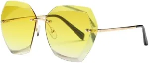 New 2025 Sunglasses For Women Cat Eye Rimless Diamond cutting Lens Fashion Shades Sun Glasses With Box