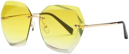New 2025 Sunglasses For Women Cat Eye Rimless Diamond cutting Lens Fashion Shades Sun Glasses With Box