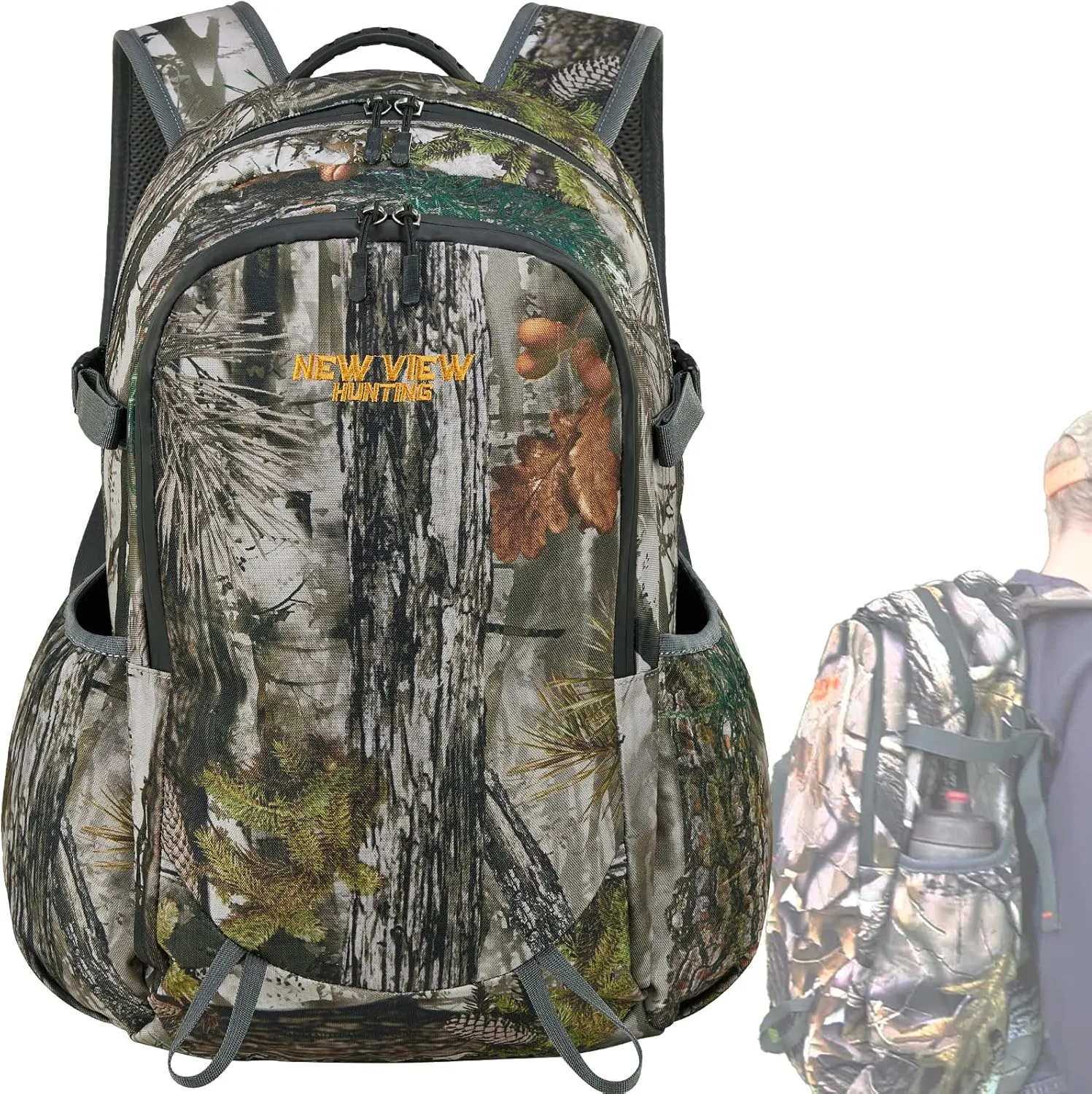 NEW VIEW Hunting Backpack 30L for Kids & Youth, Camo Bag with 11 Pockets, Water Resistant Daypack for Men and Women