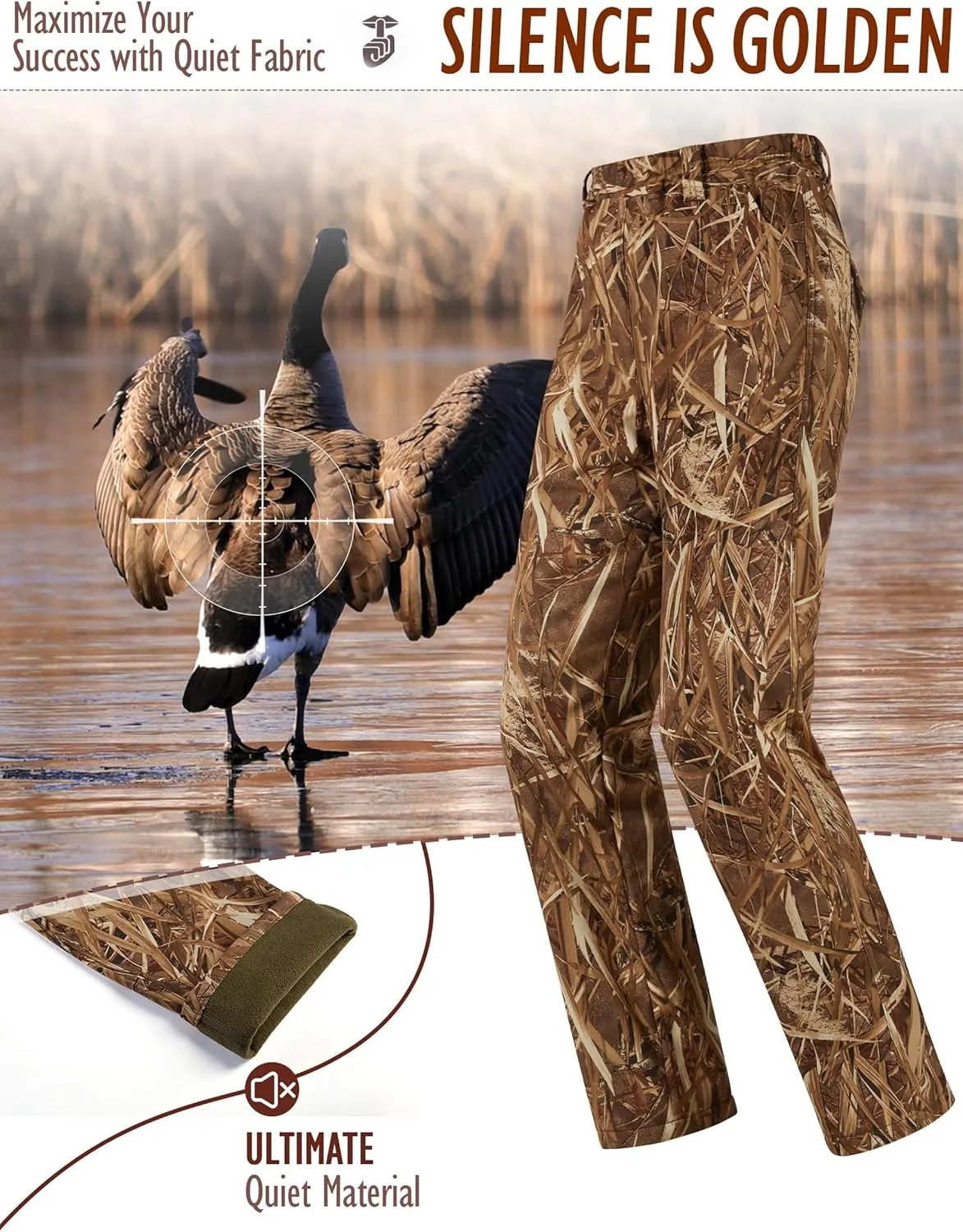 NEW VIEW Womens Camo Hunting Pants, Warm Fleece Lined Hunting Trousers, Lightweight Hunter Pants for Deer Duck Turkey Hunting