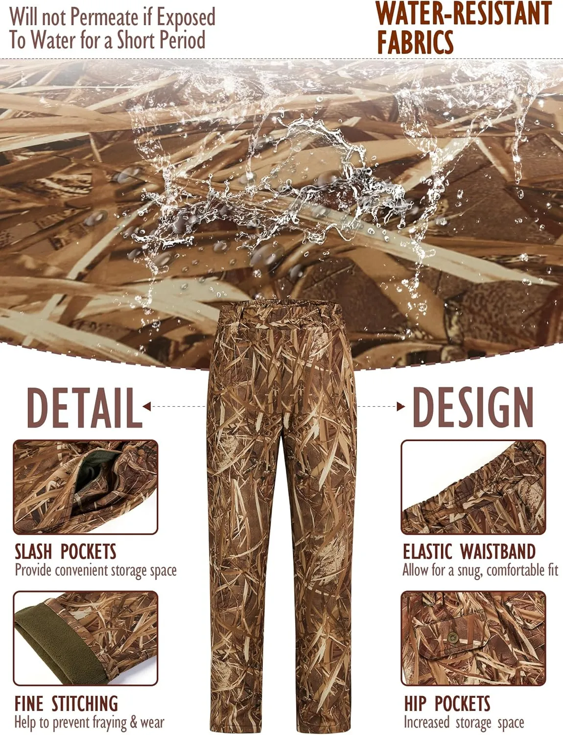NEW VIEW Womens Camo Hunting Pants, Warm Fleece Lined Hunting Trousers, Lightweight Hunter Pants for Deer Duck Turkey Hunting
