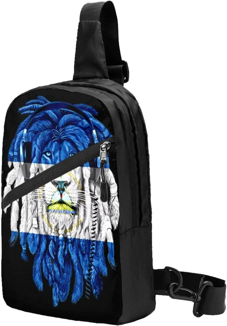 Nicaragua Flag Lion Crossbody Bag Portable Sling Bags Foldable Chest Daypack Reusable Sports Shoulder Backpack Diagonally Casual Rucksack Travel Bag
