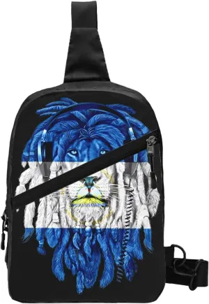 Nicaragua Flag Lion Crossbody Bag Portable Sling Bags Foldable Chest Daypack Reusable Sports Shoulder Backpack Diagonally Casual Rucksack Travel Bag