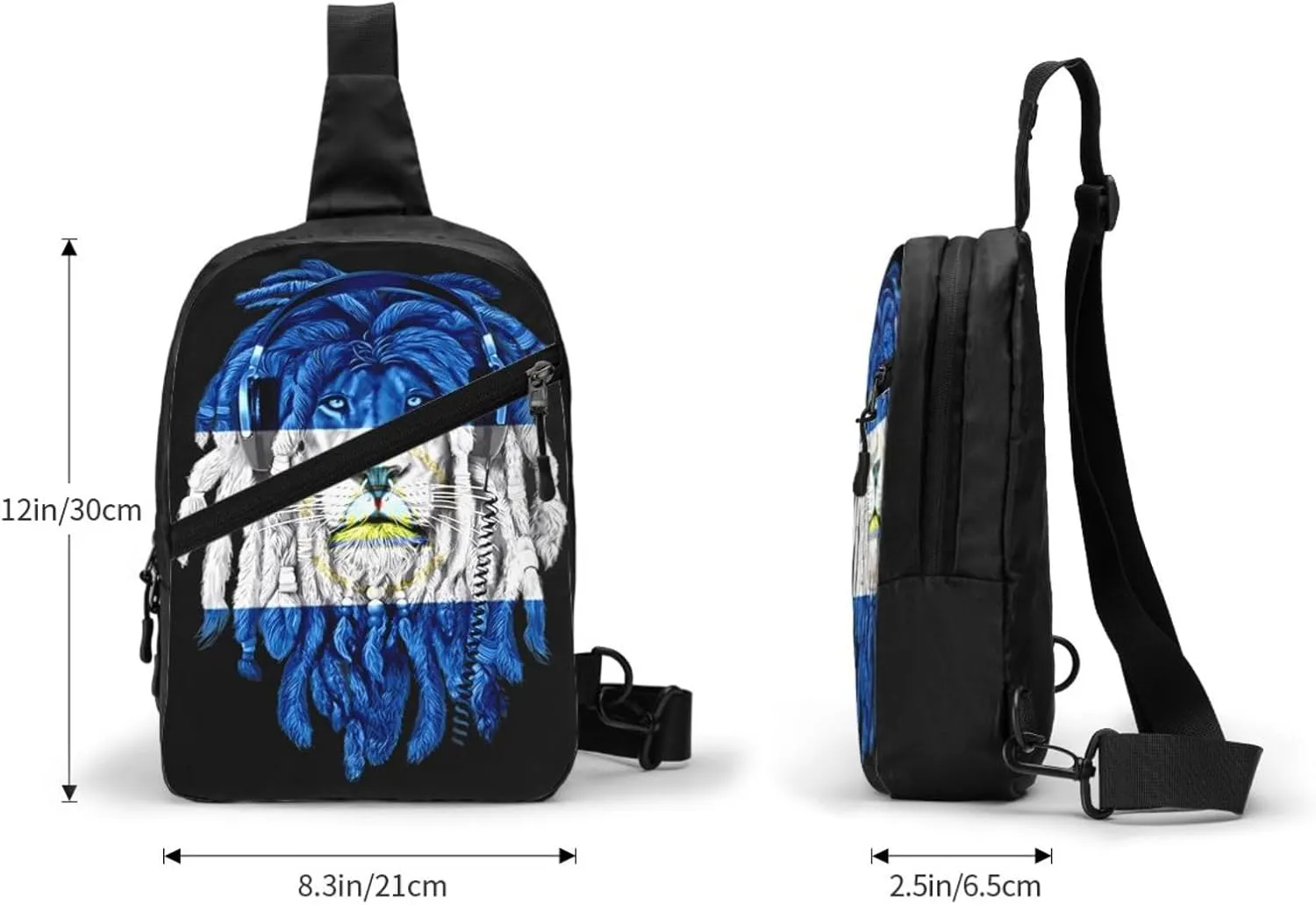 Nicaragua Flag Lion Crossbody Bag Portable Sling Bags Foldable Chest Daypack Reusable Sports Shoulder Backpack Diagonally Casual Rucksack Travel Bag