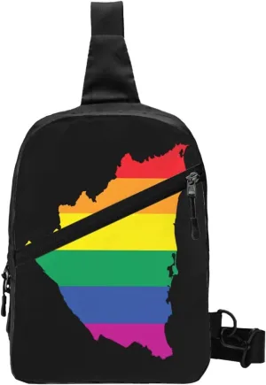 Nicaragua LGBT Rainbow Gay Pride Map Flag Crossbody Bag Portable Sling Bags Foldable Chest Daypack Reusable Sports Shoulder Backpack Diagonally Casual Rucksack Travel Bag
