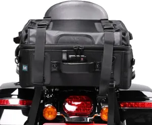 Niche Cruiser Motorcycle Tail Bag, 44L Rear Seat Bag with TSA Number Lock, High-Capacity Luggage for Travel, Helmet & Gear Bag with Waterproof Rain Cover - Universal Fit (NMO-2306)