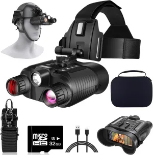 Night Vision Goggles Head Mounted - 4K Night Vision Binoculars 1312ft 8X Digital Zoom, Saves Video and 36M Photos, for Helmets, Long Range IR Night Vision Goggles