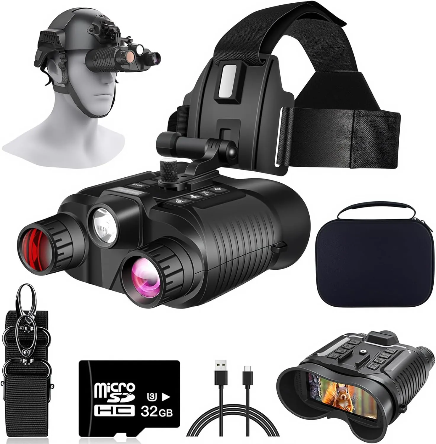 Night Vision Goggles Head Mounted - 4K Night Vision Binoculars 1312ft 8X Digital Zoom, Saves Video and 36M Photos, for Helmets, Long Range IR Night Vision Goggles