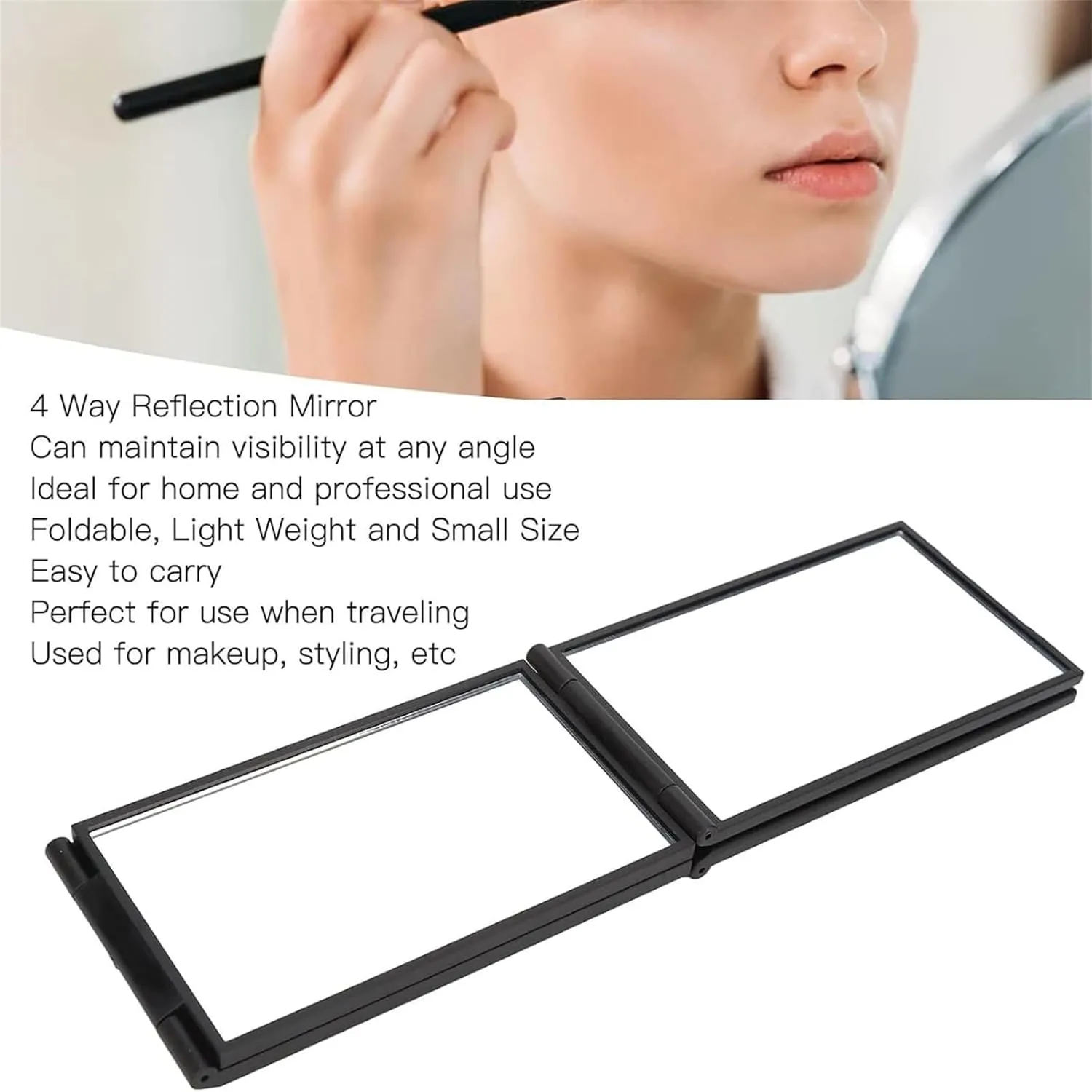 Nishomee Mirror, Multi Angle Folding Mirror for Self Haircutting - Head Back View Available, 4 Way Mirror, 360 Portable Foldable Handheld Desktop Expandable Makeup-1pcs