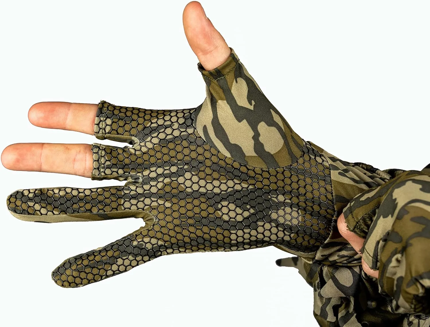 North Mountain Gear Camouflage Hunting Gloves for Men - Fingerless - Lightweight Glove Liner