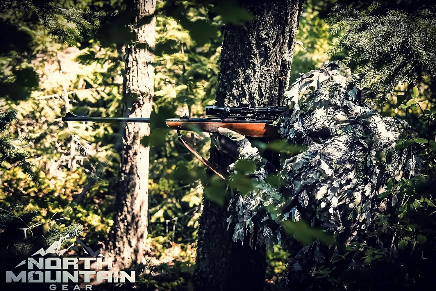 North Mountain Gear Ghillie Suit - Camo Hunting Suit - 3D Leafy Suit - Woodland Camouflage Jacket & Pants - Breathable
