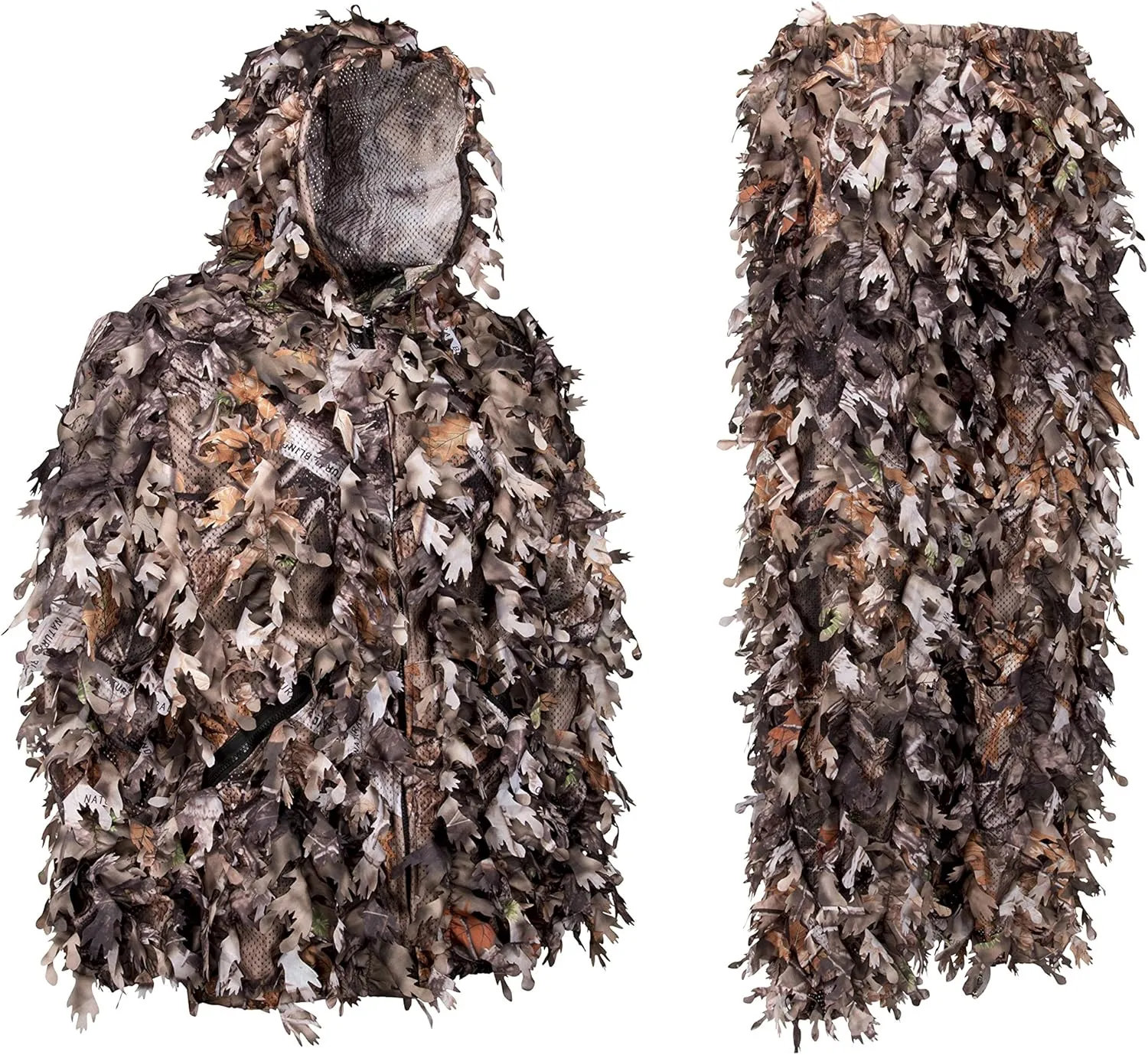 North Mountain Gear Ghillie Suit - Camo Hunting Suit - 3D Leafy Suit - Woodland Camouflage Jacket & Pants - Breathable