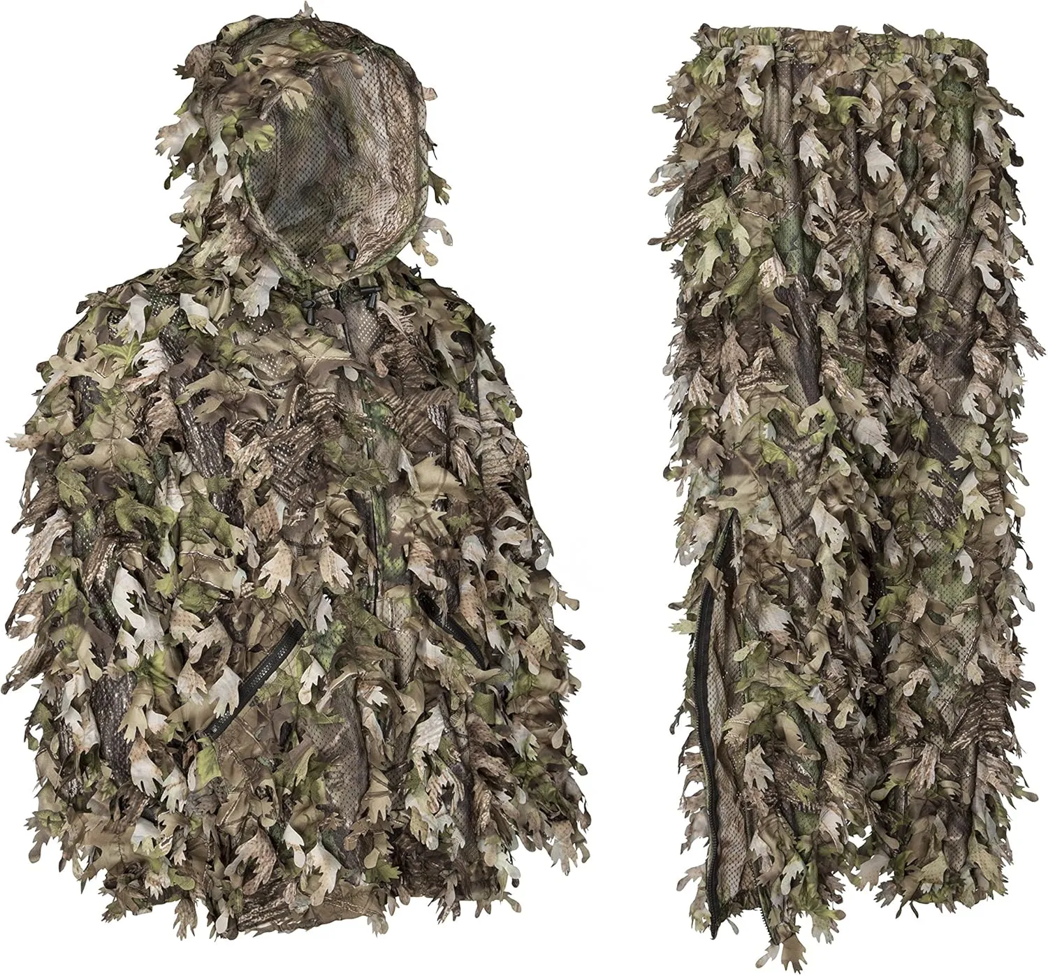 North Mountain Gear Ghillie Suit - Camo Hunting Suit - 3D Leafy Suit - Woodland Camouflage Jacket & Pants - Breathable