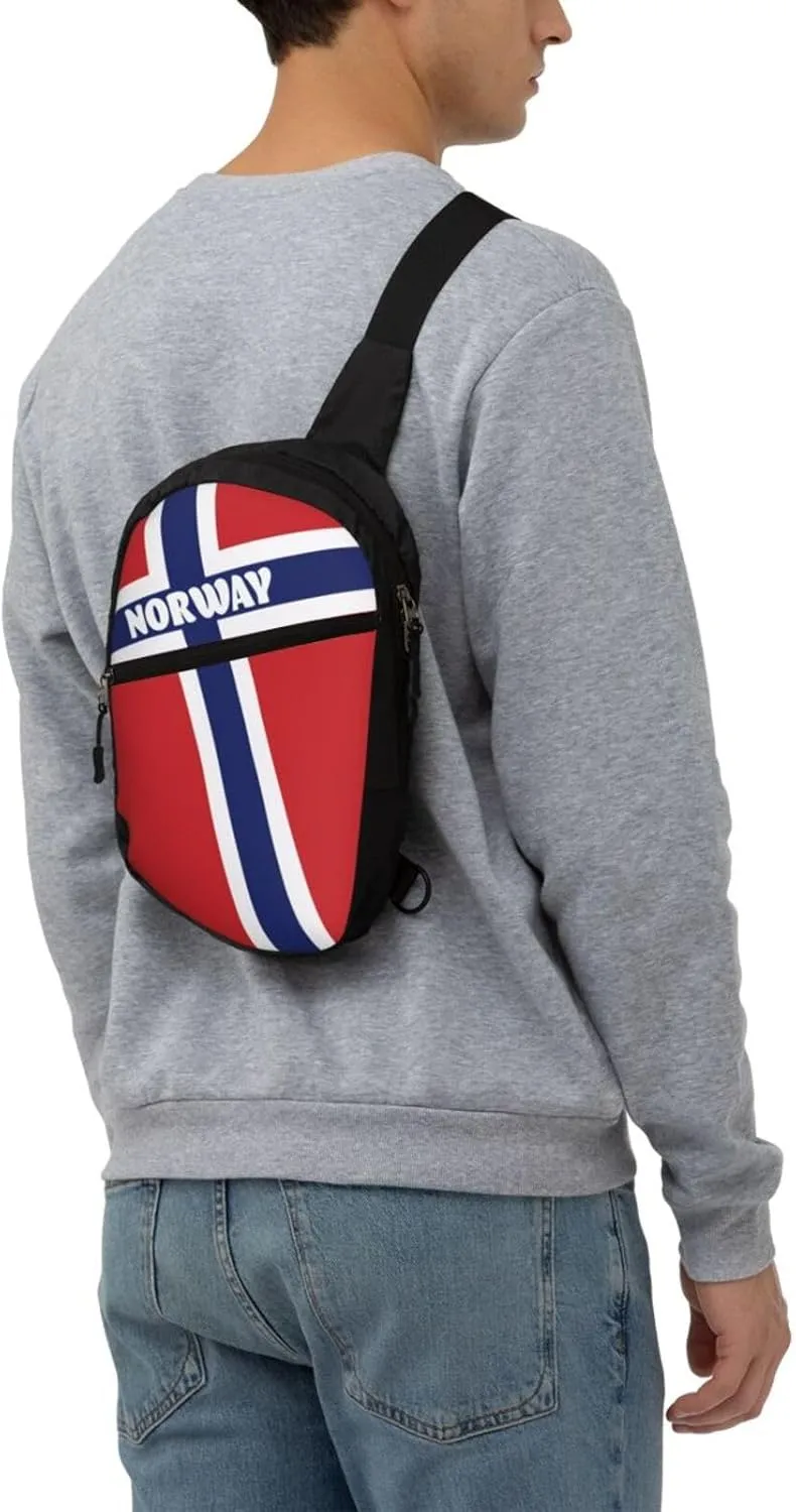 Norwegian Norway Flag Crossbody Bag Portable Sling Bags Foldable Chest Daypack Reusable Sports Shoulder Backpack Diagonally Casual Rucksack Travel Bag