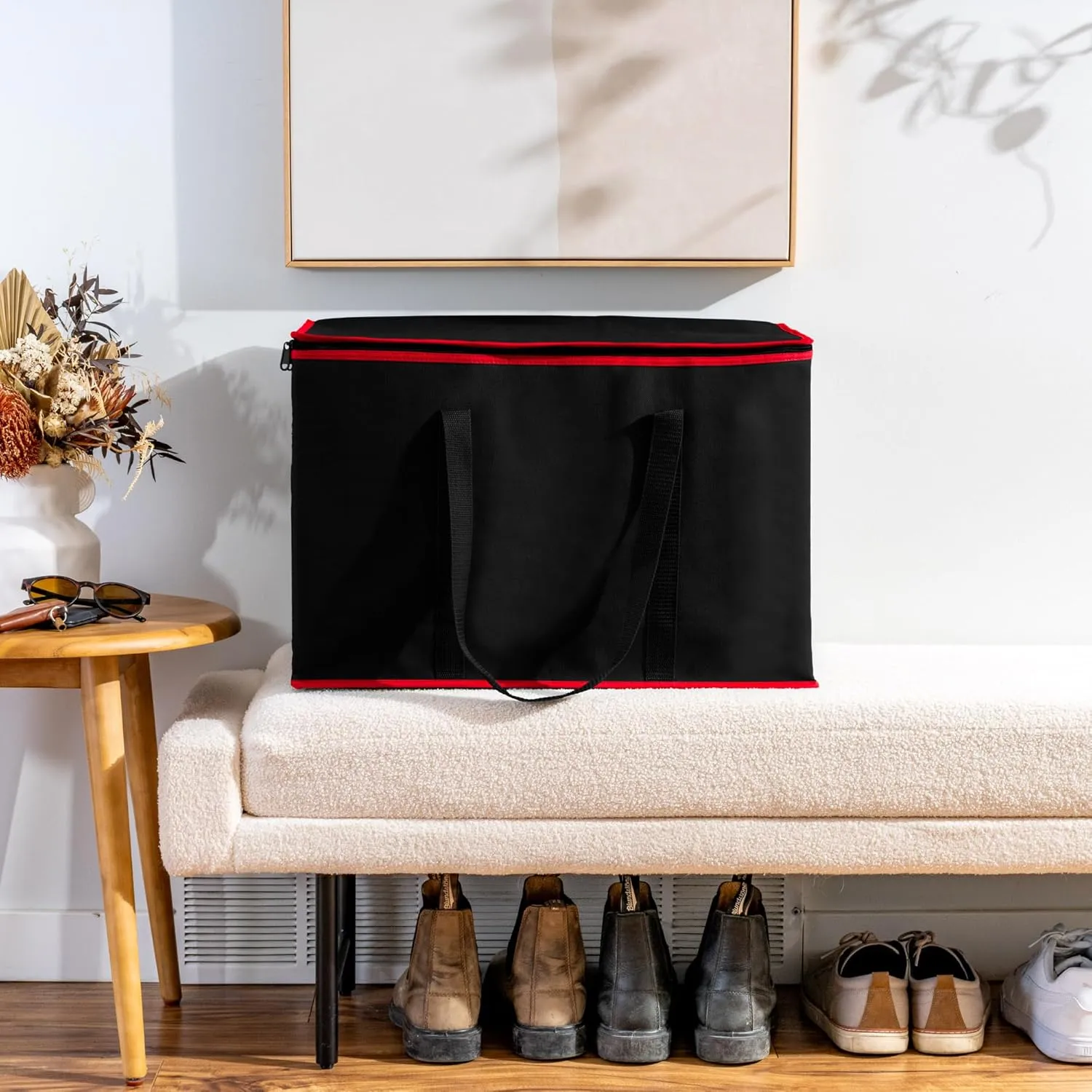(Not Made In China) Insulated Grocery Bags w/Zippered Top, Reusable Shopping Bags, Catering and Delivery Bag For Hot and Cold Food, Collapsible Thermal Tote For Doordash and Uber Eats
