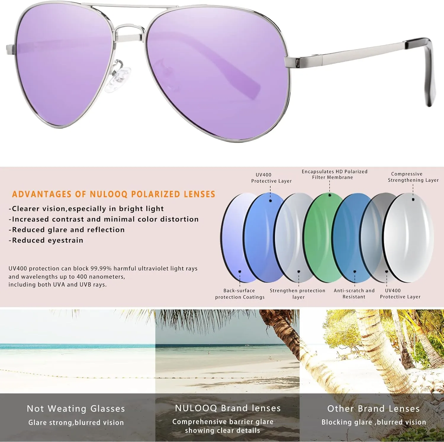 NULOOQ Extra Small Aviator Polarized Sunglasses for Small Face Women Men Juniors and Kids 52mm & 58mm