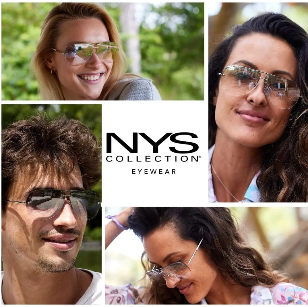 NYS Collection Aviator Sunglasses for Women & Men Medium Fit Thin Metal Frame Gradient Mirror Lenses with 100% UV Protection
