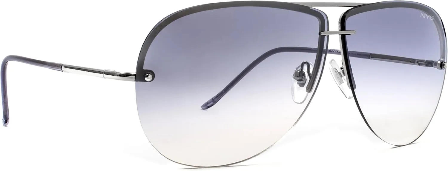 NYS Collection Aviator Sunglasses for Women & Men Medium Fit Thin Metal Frame Gradient Mirror Lenses with 100% UV Protection