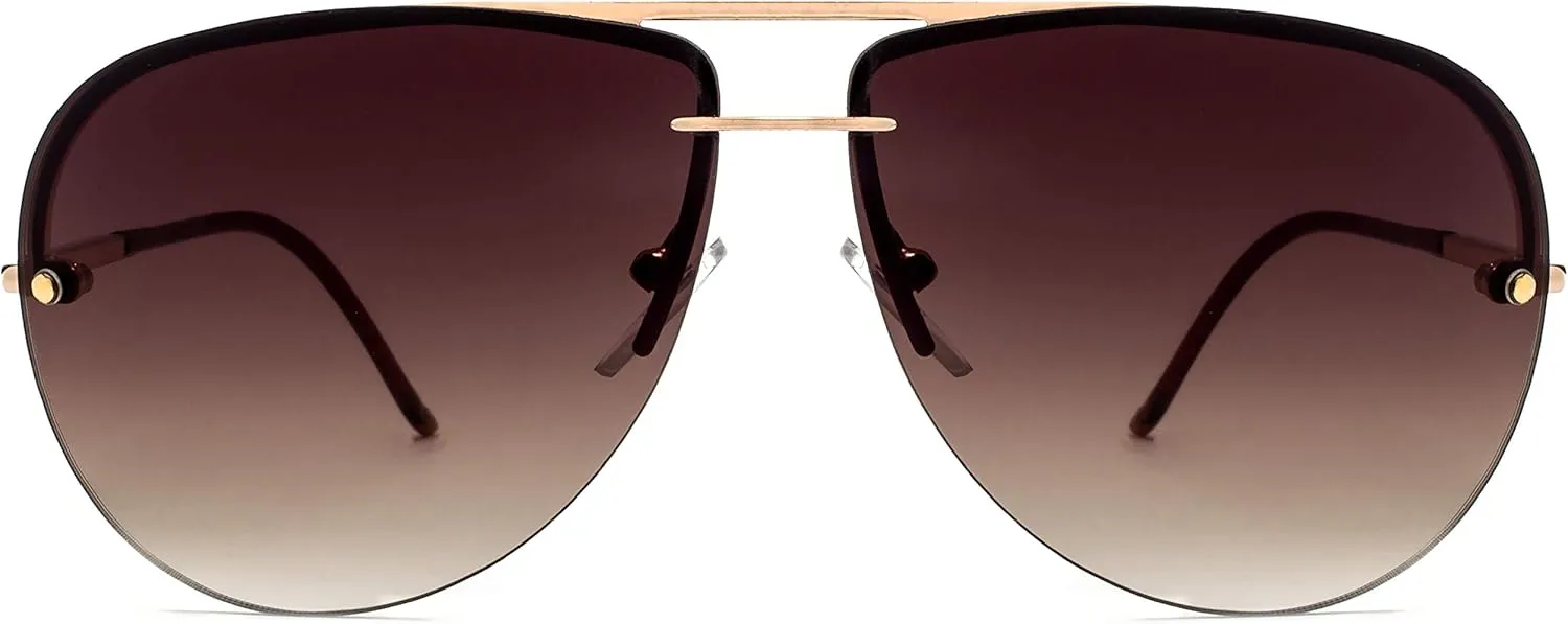 NYS Collection Aviator Sunglasses for Women & Men Medium Fit Thin Metal Frame Gradient Mirror Lenses with 100% UV Protection