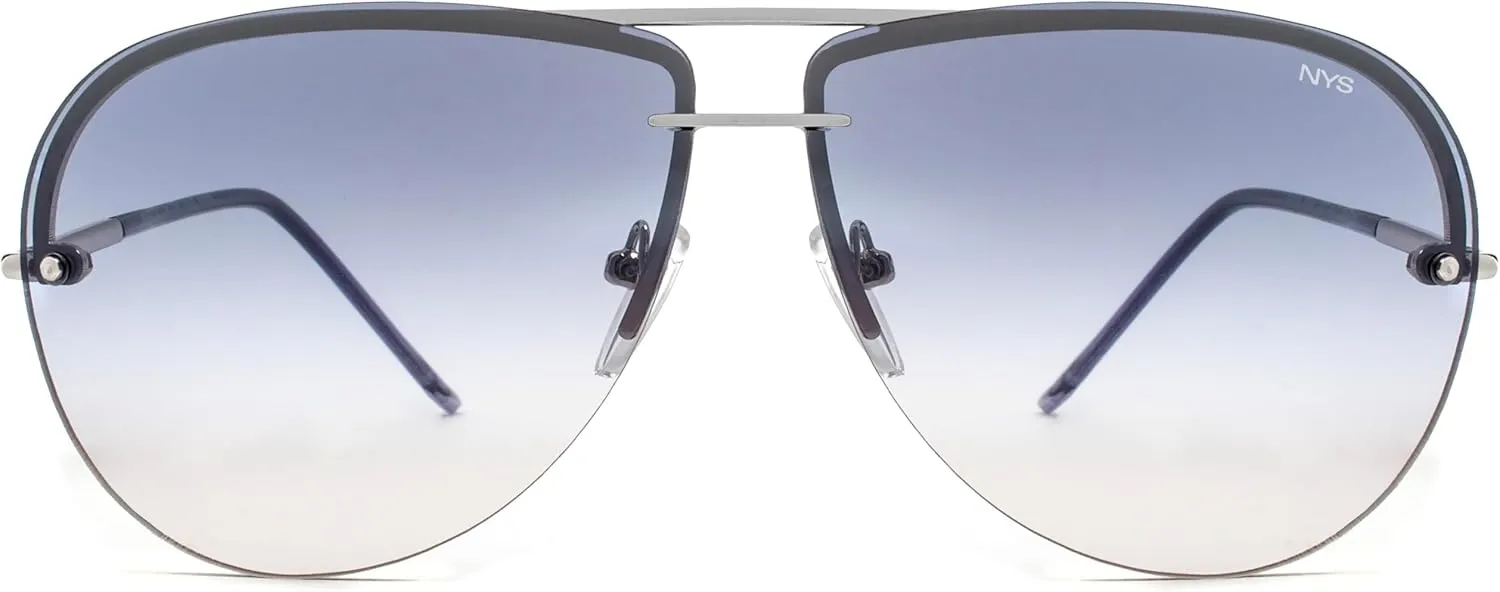 NYS Collection Aviator Sunglasses for Women & Men Medium Fit Thin Metal Frame Gradient Mirror Lenses with 100% UV Protection