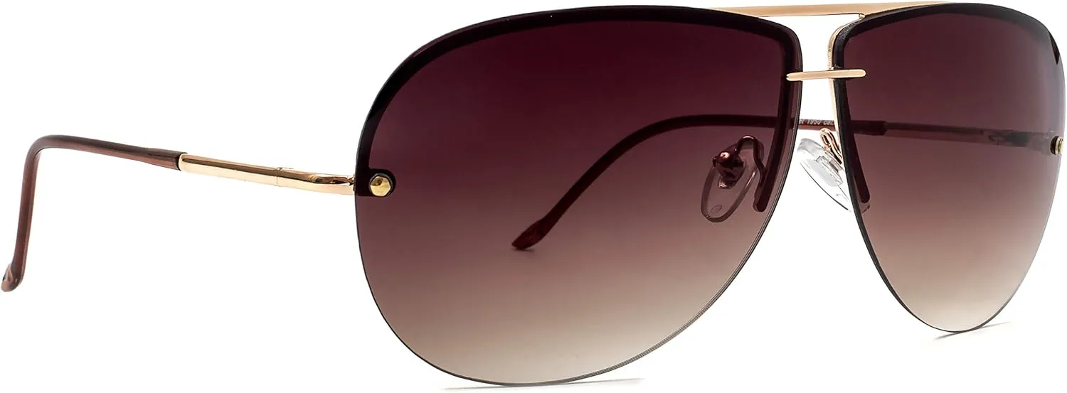 NYS Collection Aviator Sunglasses for Women & Men Medium Fit Thin Metal Frame Gradient Mirror Lenses with 100% UV Protection
