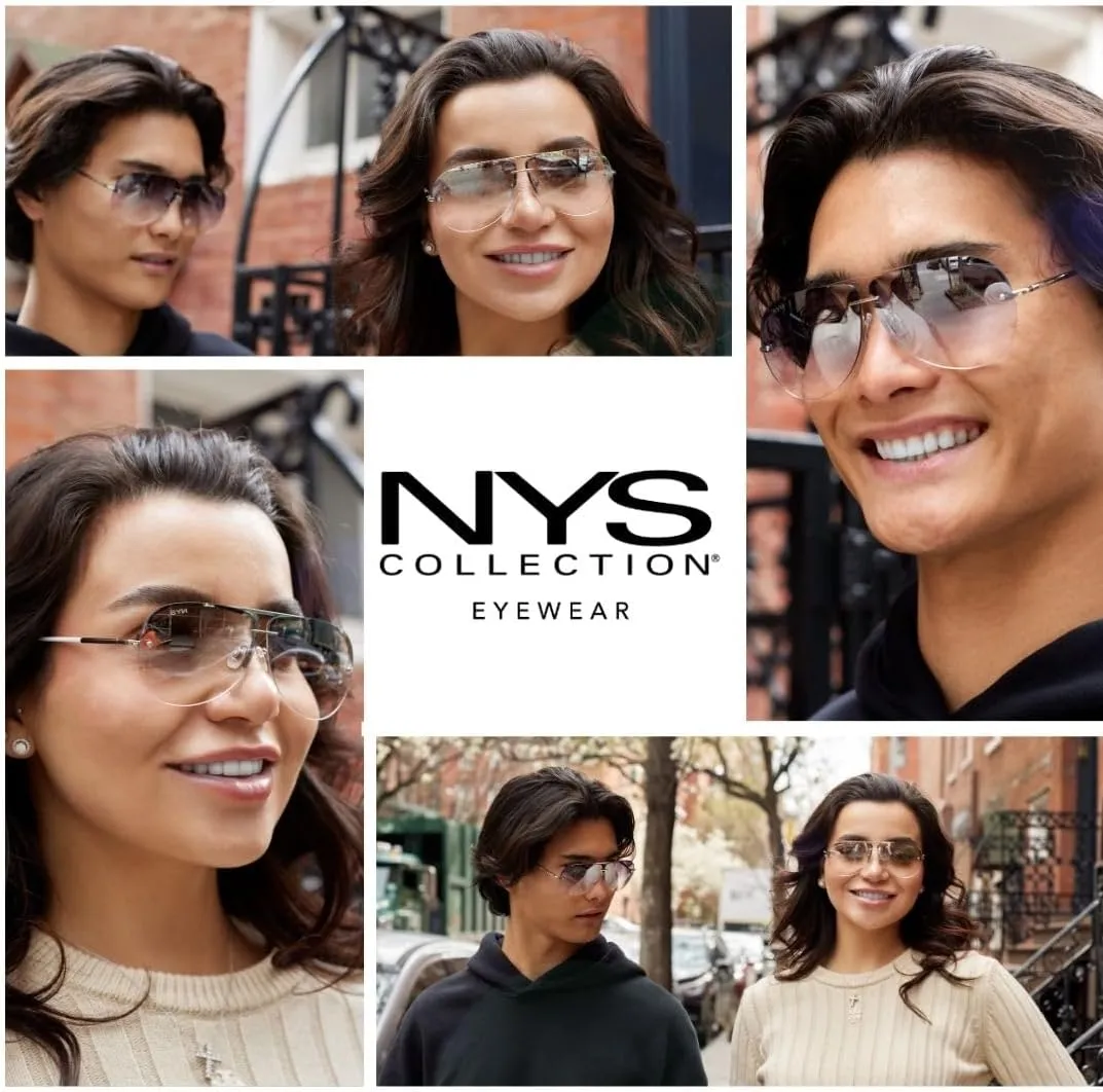 NYS Collection Aviator Sunglasses for Women & Men Medium Fit Thin Metal Frame Gradient Mirror Lenses with 100% UV Protection