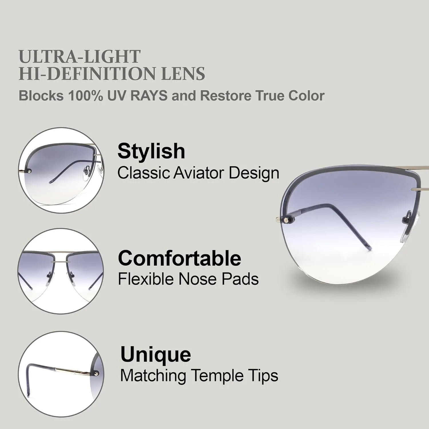 NYS Collection Aviator Sunglasses for Women & Men Medium Fit Thin Metal Frame Gradient Mirror Lenses with 100% UV Protection