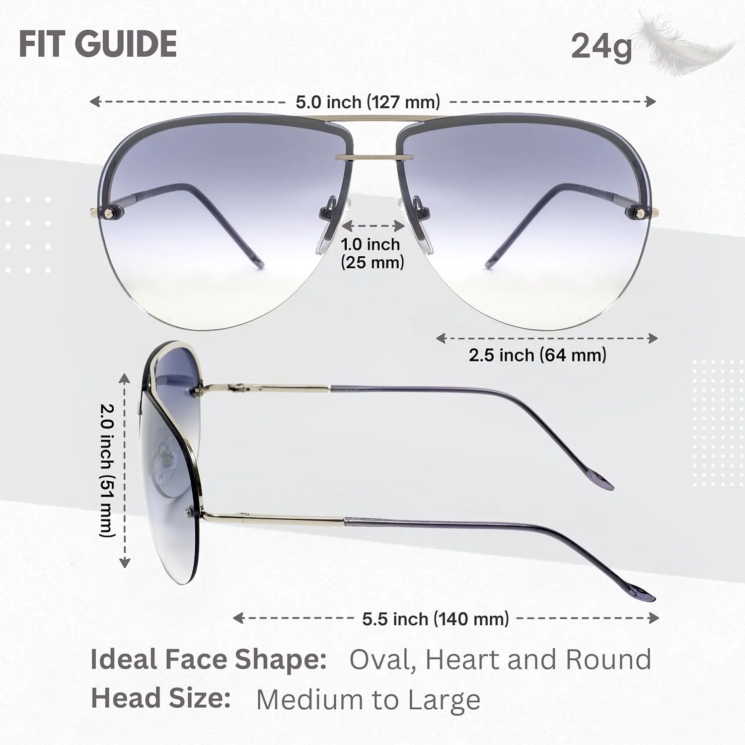 NYS Collection Aviator Sunglasses for Women & Men Medium Fit Thin Metal Frame Gradient Mirror Lenses with 100% UV Protection